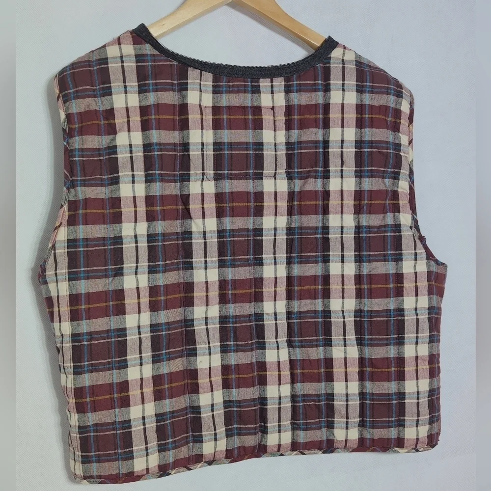 Indian Motorcycle Plaid Sleeveless Jacket Liner Only Zip In Sz M